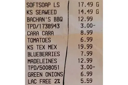 Receipt photo