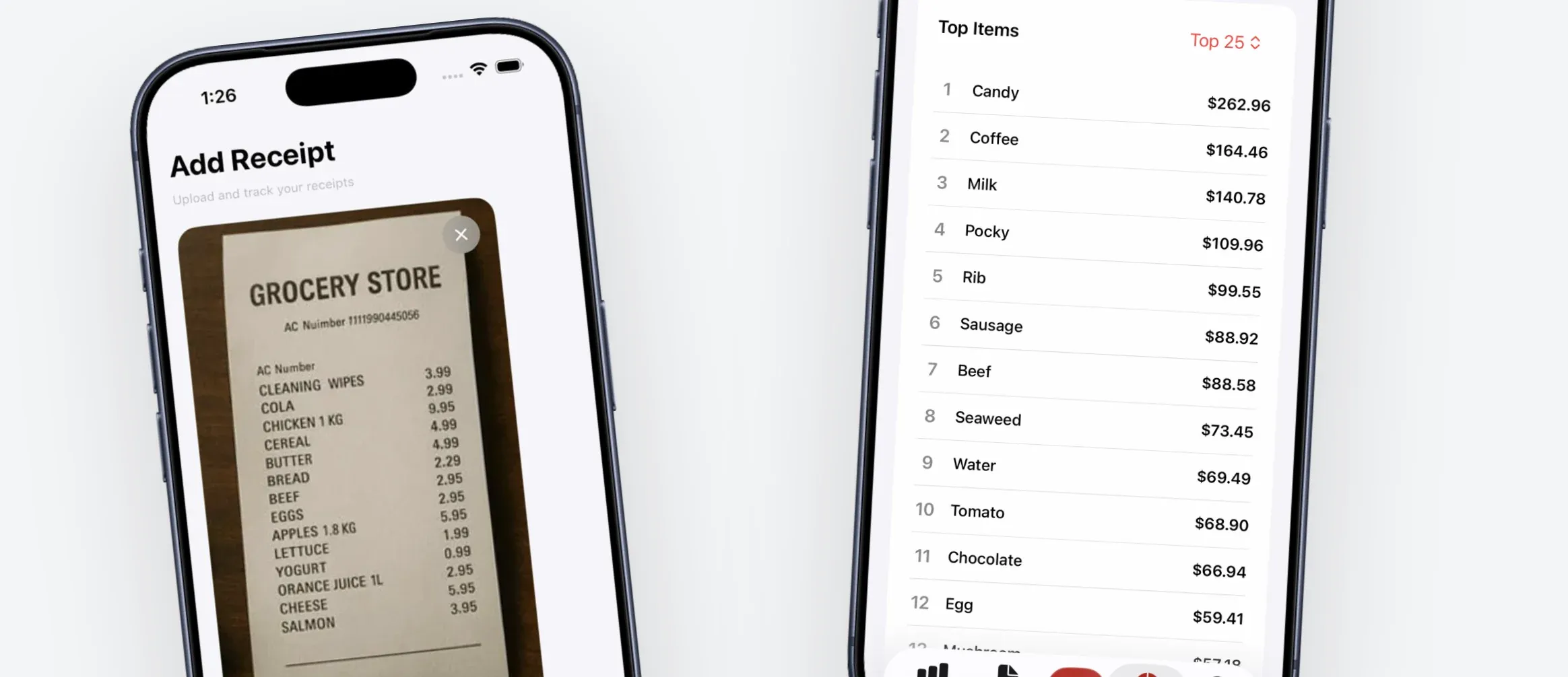 Smartphone showing grocery budget apps